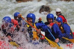 White water rafting team building activity